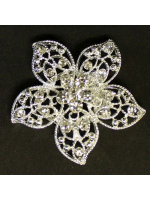 Diamante Brooch Crystal Flower