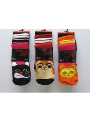 Ladies Socks With Animal Faces- Assorted Design