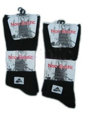 Men's Non-Elastic Lycra Cotton Rich Socks - Black 