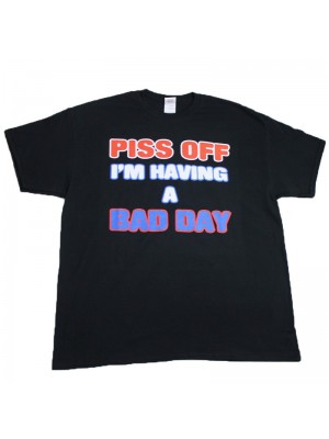 ''Bad Day'' Design Black Cotton T-Shirt