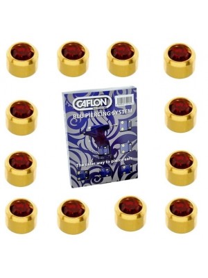 Caflon Ear Piercing Studs Gold Plated January Garnet Birthstone Regular 4mm