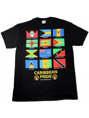 Caribbean Pride Design Black Cotton T-Shirt