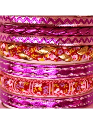 Friendship Leather Bracelet On The Roll Metallic Pink Assorted 