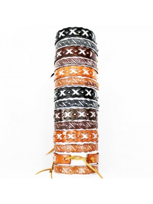 Friendship Leather Bracelet X Design Assorted On Display Roll