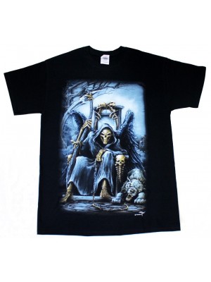 The Grim Reaper Design Black Cotton T-Shirt