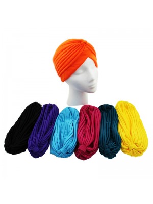 12 x Jersey Turban Hats In Assorted Colours