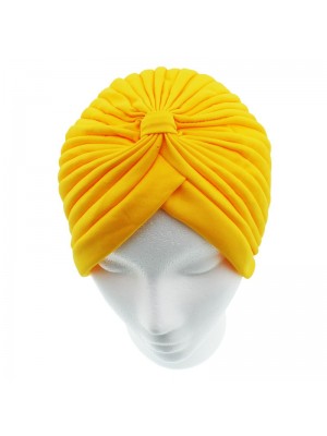 Jersey Turban Hat In Yellow Colour 