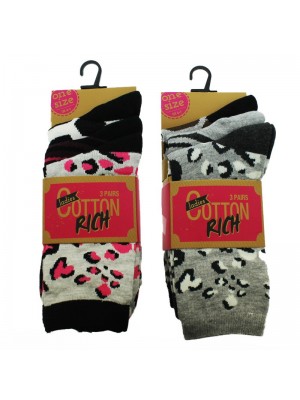 Ladies Cotton Rich Socks - Animal Prints