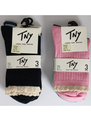 Ladies TNY Ribbed Socks Assorted Colours