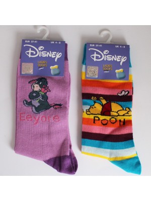Ladies' Winnie The Pooh Coloured Socks - Assorted