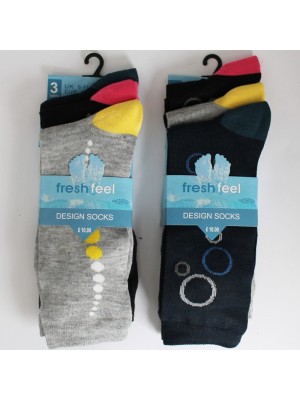 Mens 'Fresh Feel' Bubble Design socks Assorted Colours & Designs 