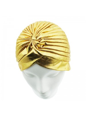 Metallic Look Turban In Gold Colour