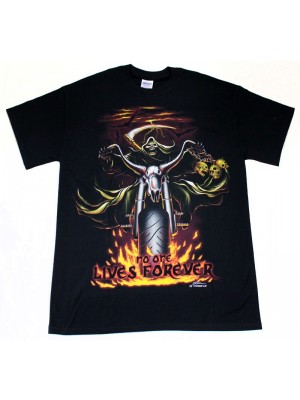 No One Lives Forever Design Black Cotton T-Shirt