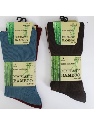 Non Elastic Bamboo Super Soft Socks UK 6-11 (Assorted Colours)