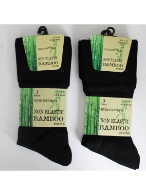 Non Elastic Bamboo Super Soft Socks UK 6-11 (Black)