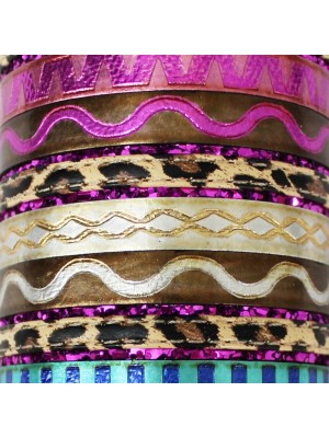 Friendship Leather Bracelet Assorted Stripes Design On Display Roll