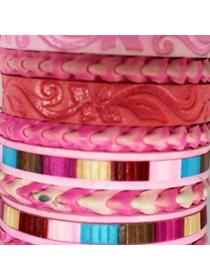 Friendship Leather Bracelet On The Roll Baby Pink Assorted 