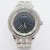 Softech Mens Crystal Encrusted Watch - Silver with Black Dial