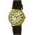 Ravel Mens Polished Round Watch - Gold with Brown Strap