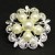 Diamante And Pearl Flower Brooch 