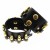 Gold Bullet Studded Leather Wristband 