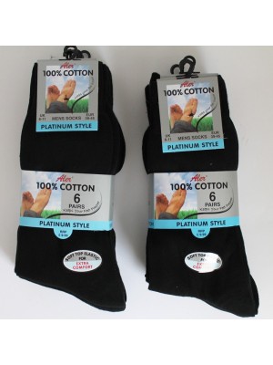 Aler 100% Cotton Men's Platnium Style Socks - Black 