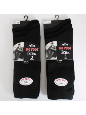 Aler Big Foot With Lycra Cotton Socks - Black