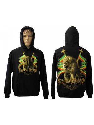 Lion Of Juddah Rasta Design Printed Black Hoodie 