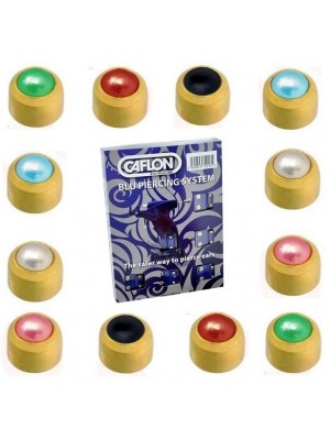 Caflon Ear Piercing Studs Gold Plated Cabachons Regular 4mm Bezel Set Assorted Colour