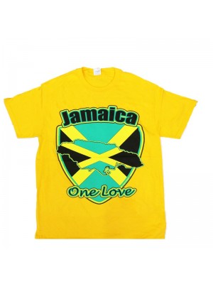 Jamaica One Love in Yellow Cotton T-Shirt