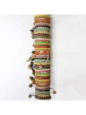 Friendship Bracelet Plated With Wood Button On A Display Roll