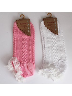 Girls Fashion Socks With Quality Lace Trim Assorted Colours