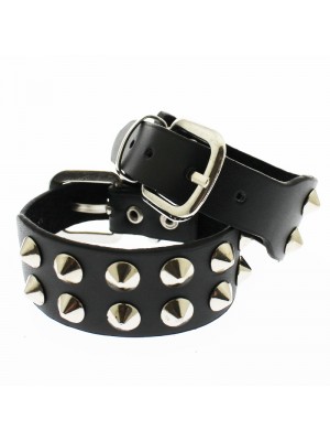 2 Row Conical Studded Leather Wristband