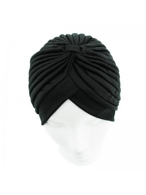 Jersey Turban Hat In Dark Black Colour 