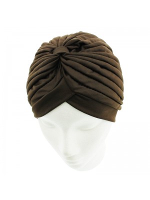 Jersey Turban Hat In Brown Colour 