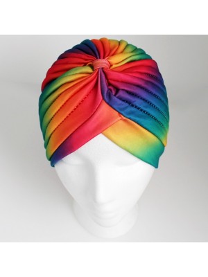 Jersey Turban Hat In Rainbow Print