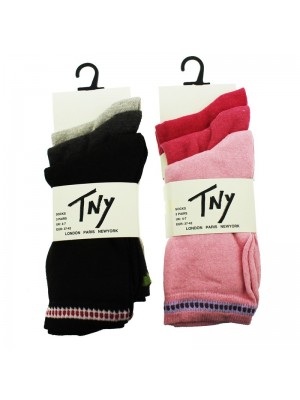 Ladies TNY Socks With Assorted Colours Border