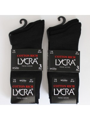 Lycra Cotton Rich Mens' Socks In Black