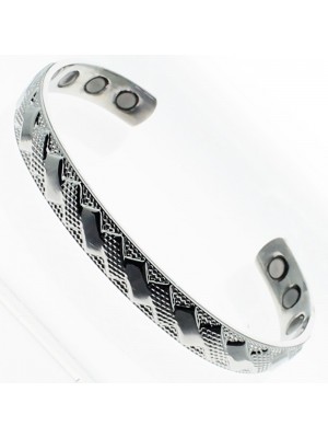 Magnetic Bangle - Silver Design (Medium)