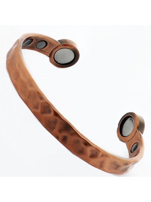 Bio Copper Magnetic Bangle - Hammered Design (Medium)