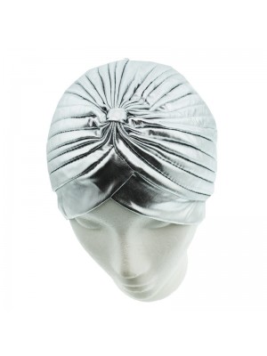 Metallic Look Turban In Silver Colour