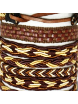 Friendship Leather Bracelet On The Roll Entwined Assorted Brown