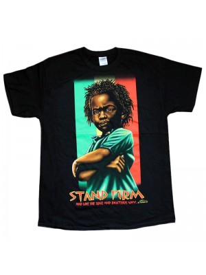 "Stand Firm" Design Black Cotton T-Shirt