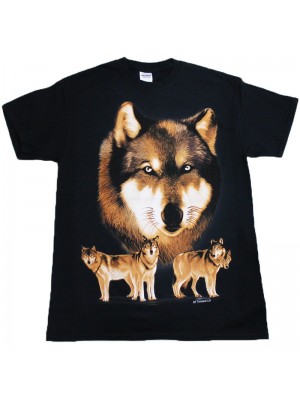 Wolf Pack Black Cotton T-Shirt